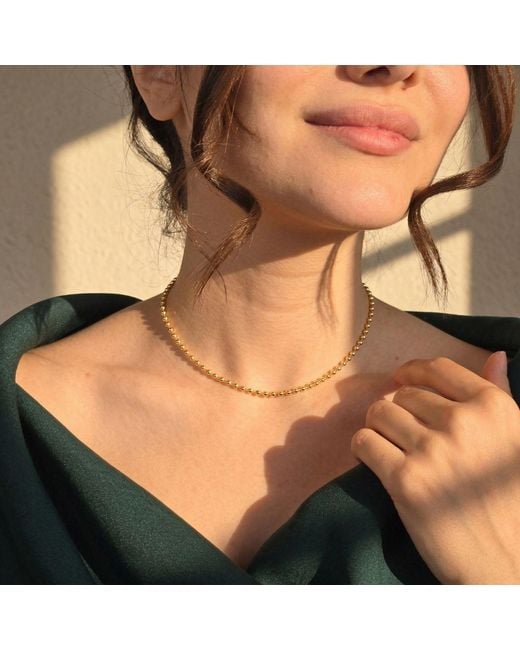 Harfi Metallic Plated Ball Chain Choker Layering Necklace