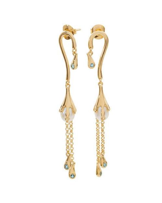 Lucy Quartermaine Metallic Pearl Drop Earrings With Swarovski Crystals