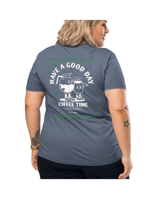 Anchor and Crew Blue Heather Gustatory Have A Good Day Organic Cotton Embroidered T-Shirt
