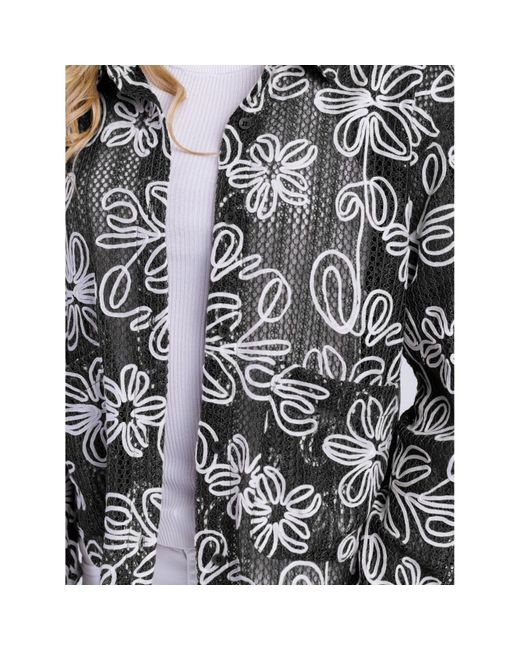 Freaky Nation Gray Flower Mesh Jacket