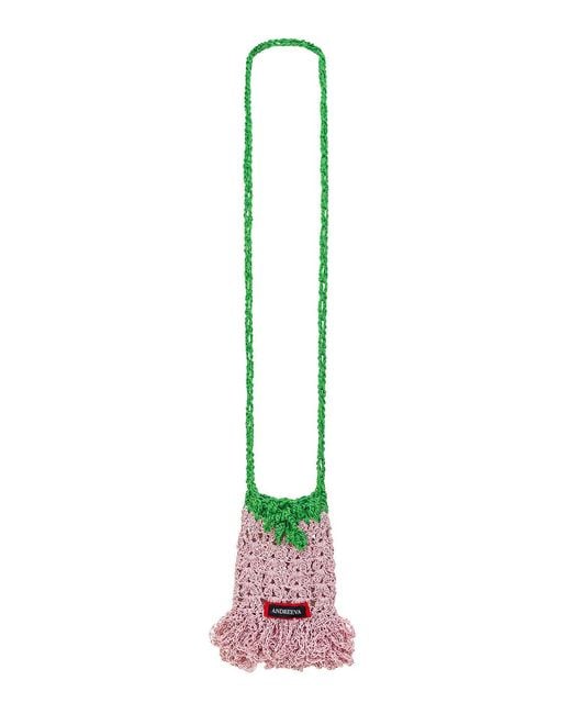Andreeva White Lily Handmade Crochet Mini Bucket Bag