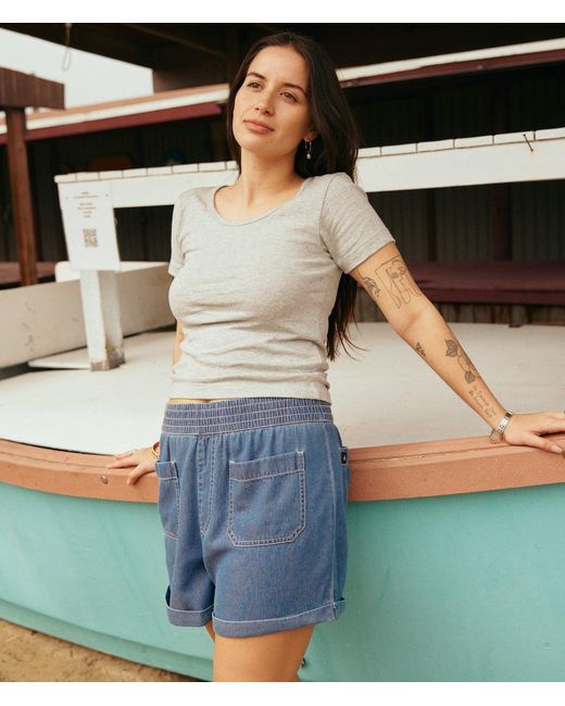 Known Supply Blue Pull On Denim Shorts