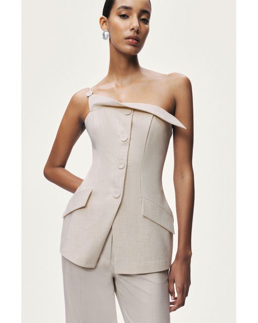 Nocturne Natural Asymmetric One-Shoulder Blouse
