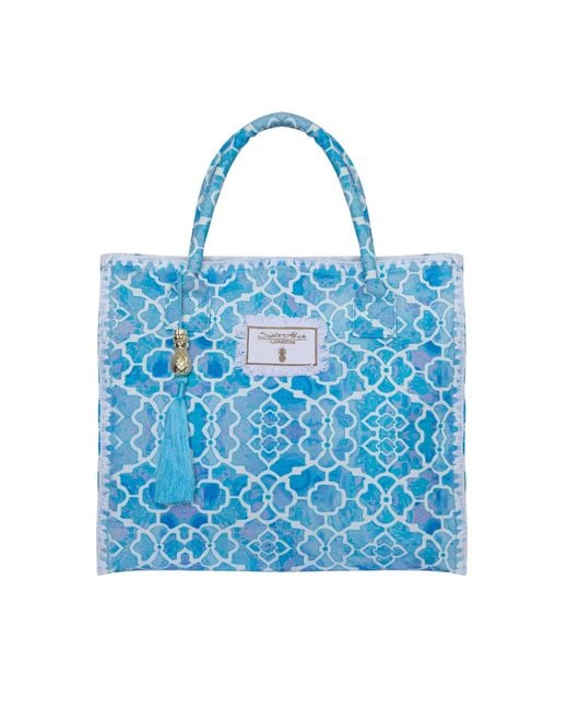 Sophia Alexia Blue Azure Mosaic Barbados Beach Bag