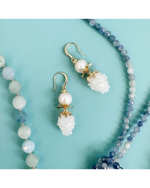 Farra Metallic Freshwater Pearls With Strawberry Earrings