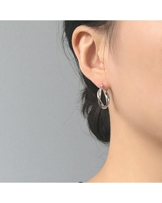 Cote Cache Metallic Relaxed Braid Hoop Earrings
