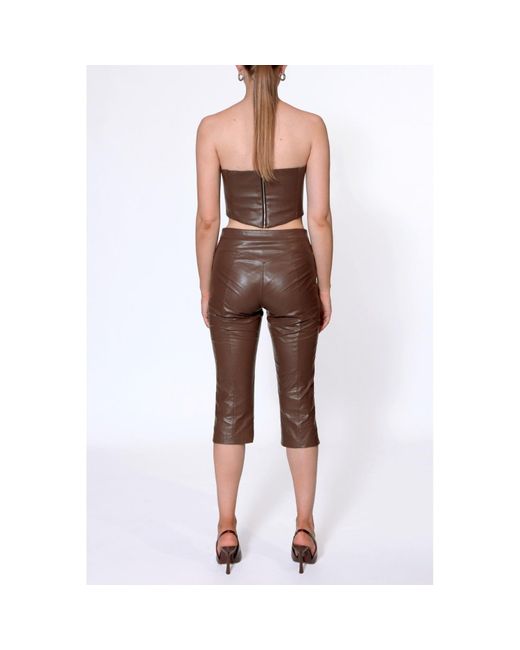 AGGI by HALEWSKI Brown Capri Dakota Chocolate Below Short Pants