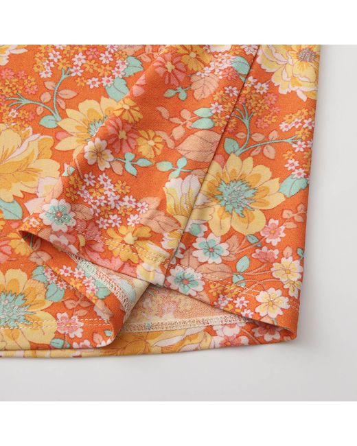 FRONT ROW SHOP Orange Daisy Viscose Jersey Midi Skirt
