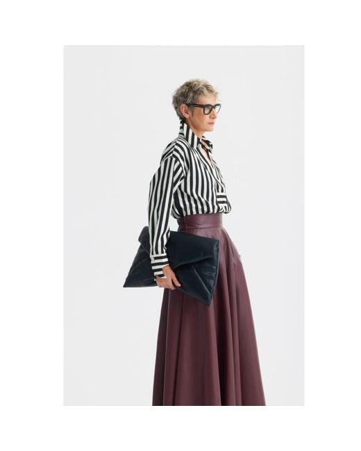 Julia Allert Purple Full Flare High Waist Faux Leather Skirt – Burgundy
