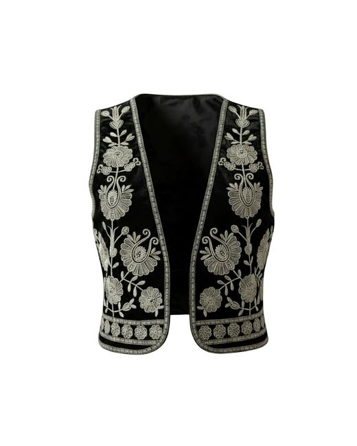 IZABELA MANDOIU Black Velvet Embroidered Vest