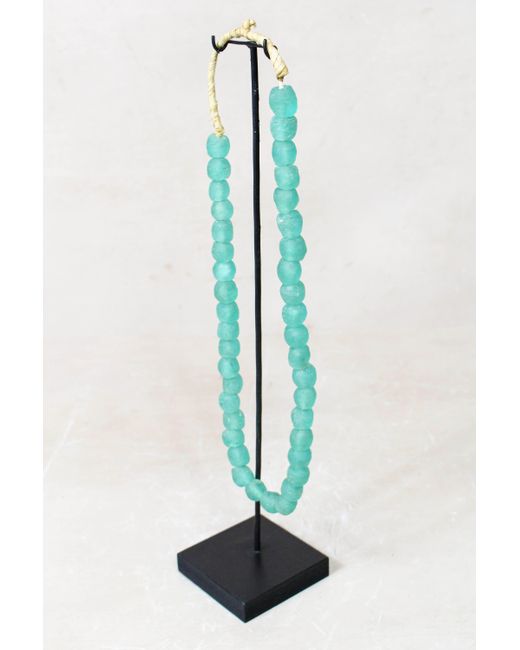 Botanical Boys Blue Ghana Glass Beads Necklace, Light