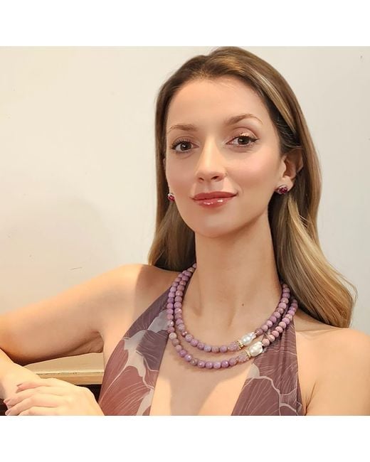Farra Pink Agate Oval Shaped Earrings