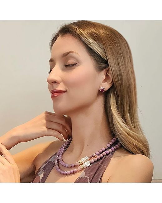 Farra Pink Agate Oval Shaped Earrings