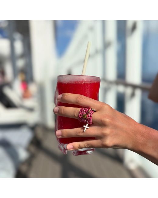 Hilo De Mar Red Fuchsia And Handknitted Ring