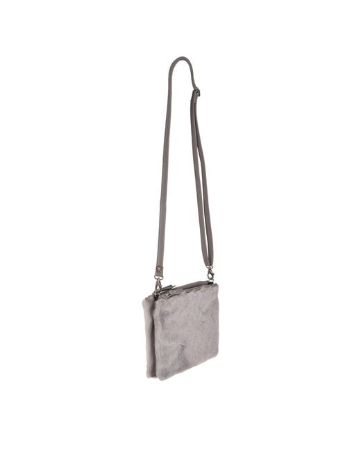 Owen Barry Gray Sheepskin Crossbody Clutch Silvergrey Grenn