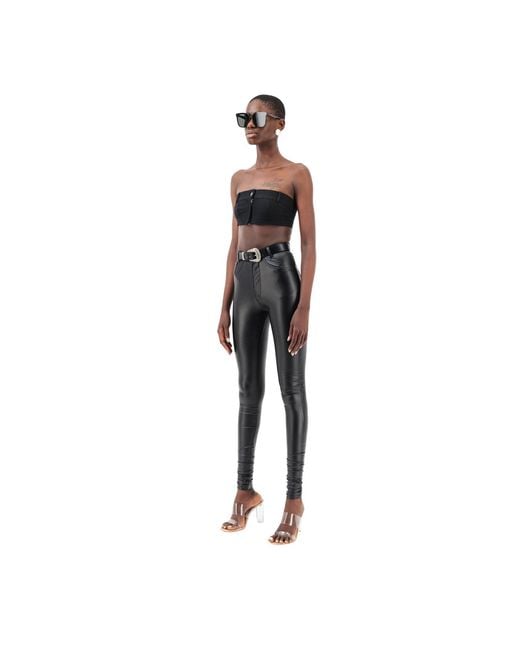 Úchè Black Denim Cropped Top