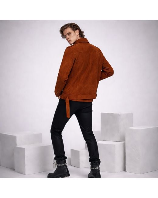 Zasta Studio Brown Empress Suede Leather Jacket for men