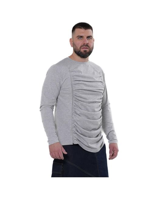 Metamorph Gray Long Sleeve Top With Front Drapings for men