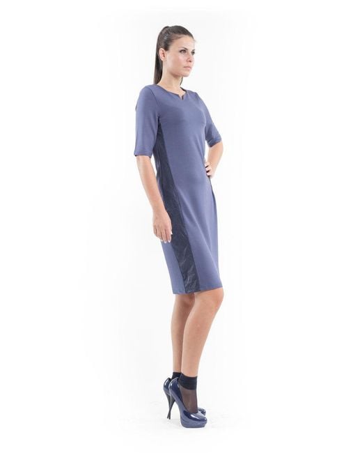 Conquista Blue Stretch Fabric Shift Dress