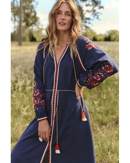Adrift Clothing Blue Robin Belted Dress