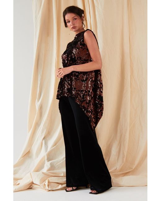 Sarvin Black Wide Leg Velvet Trousers