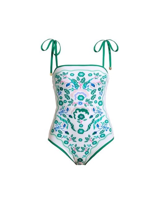 Jessie Zhao New York Blue Botanic Reversible One-Piece Swimsuit