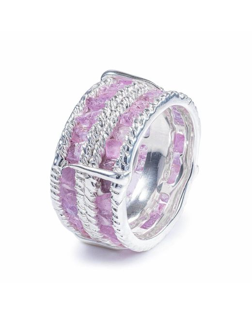 German Kabirski Purple Tartine Raw Sapphire Wide Band Ring