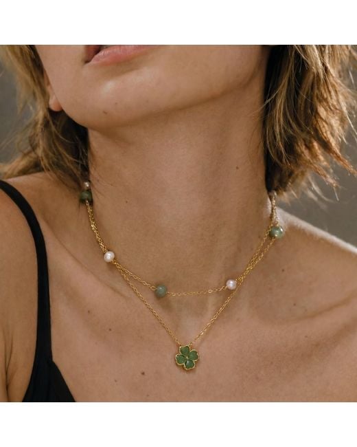 seree Metallic Jardin Jade Pendant Necklace