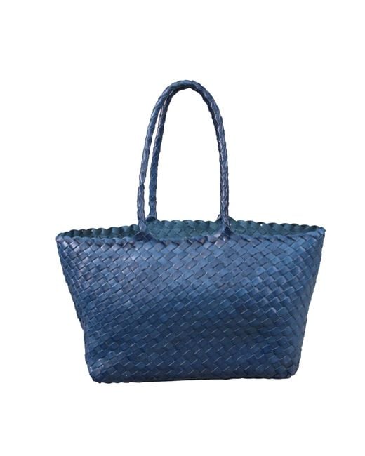 Rimini Blue Woven Leather Handbag 'amadea'