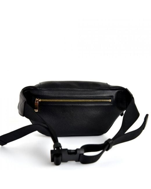 DAVID WEJ Black Leather Belt Bag – for men