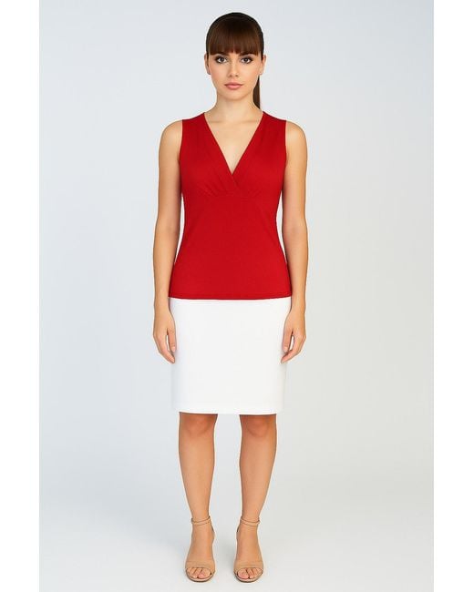 Conquista Red Sleeveless V-Neck Top – Viscose Jersey