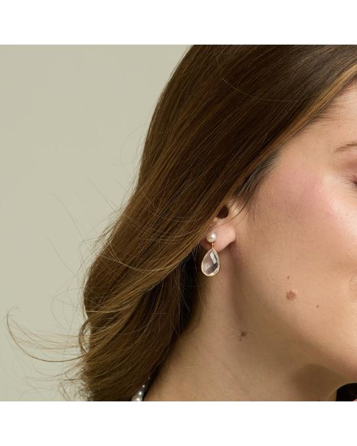 Pearls of the Orient Online Metallic Clara Cultured Freshwater Pearl & Rose Quartz Drop Earrings