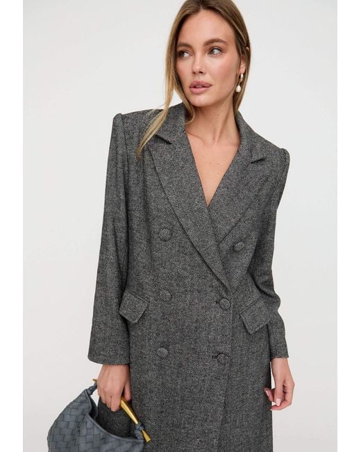 Lily and Lionel Gray Jakki Tailored Herringbone Coat