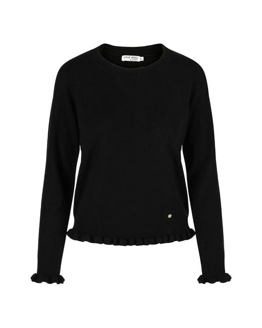 tirillm Black Aspen Merino Wool Sweater With Frills