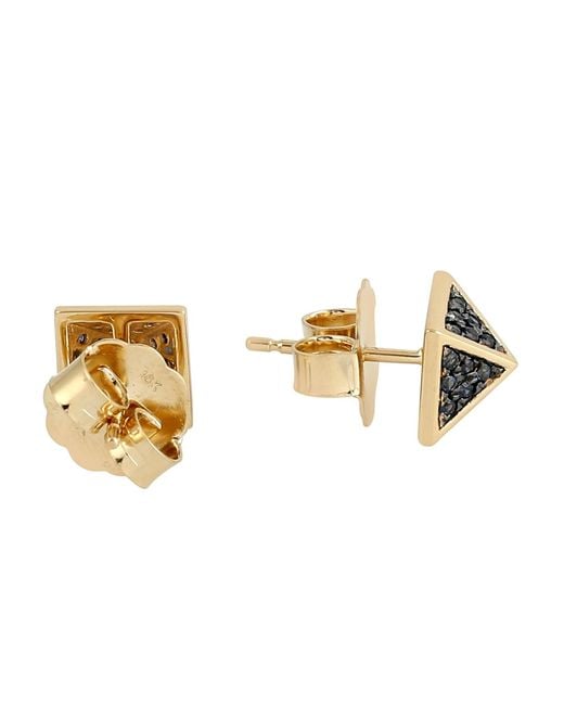 Artisan Metallic Sapphire Pyramid Stud Earrings