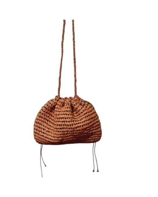 Springmoonatelier Brown Handmade Mocha Mousse Raffia Shoulder And Crossbody Bag – Chic And Elegant