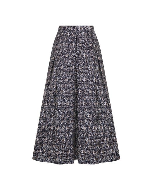 NAZLI CEREN Gray June Printed Cotton Midi Skirt