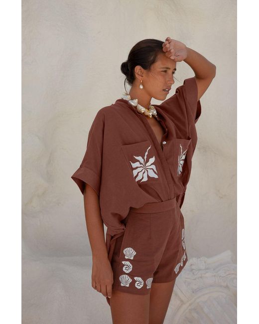 Palm Collective Brown Summer Blouse