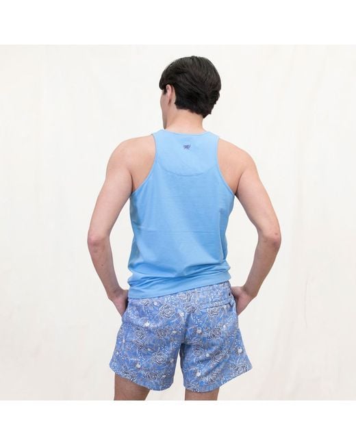 Lords of Harlech Blue Silus Handcut Floral Interlock Shorts for men