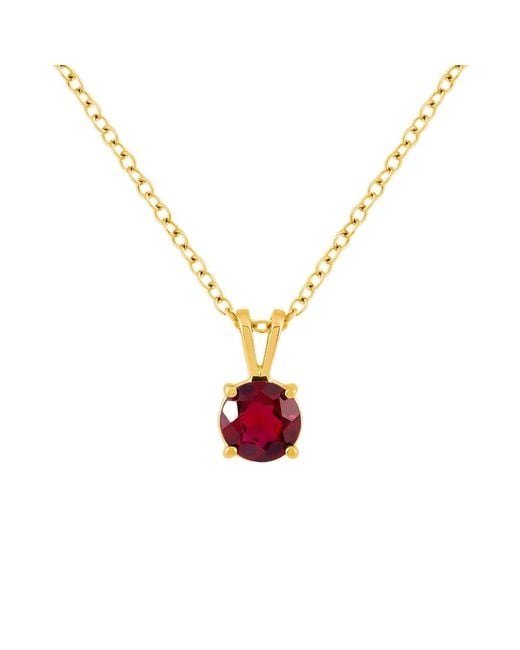 AVJD NEW YORK Metallic Solid Lab Grown Ruby Necklace One Carat Total Weight With Adjustable Necklace
