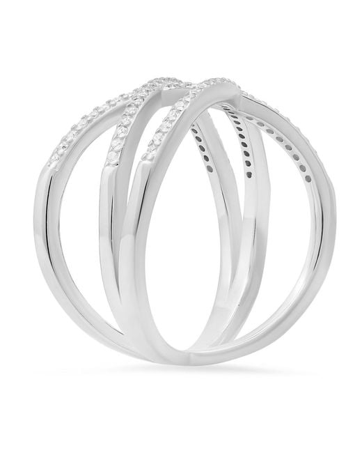 Kylie Harper Metallic Sterling Criss-Cross Diamond Cz Ring