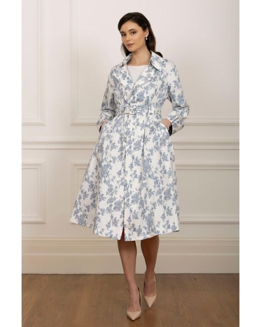 Santinni Bluebell Belted Cotton Toile Trench Coat