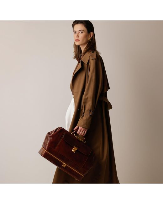 Time Resistance Brown Large Italian Leather Doctor Bag