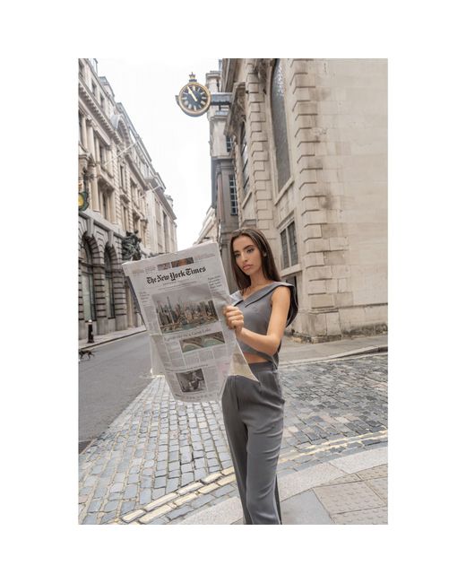 Femponiq Gray Viscose & Cupro Blend Pants