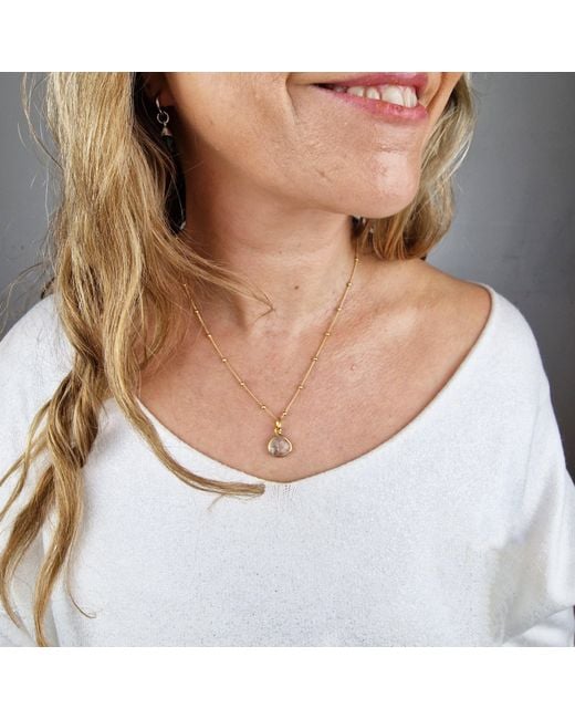 Harfi Metallic Vermeil Plated Herkimer Diamond April Birthstone Crystal Necklace