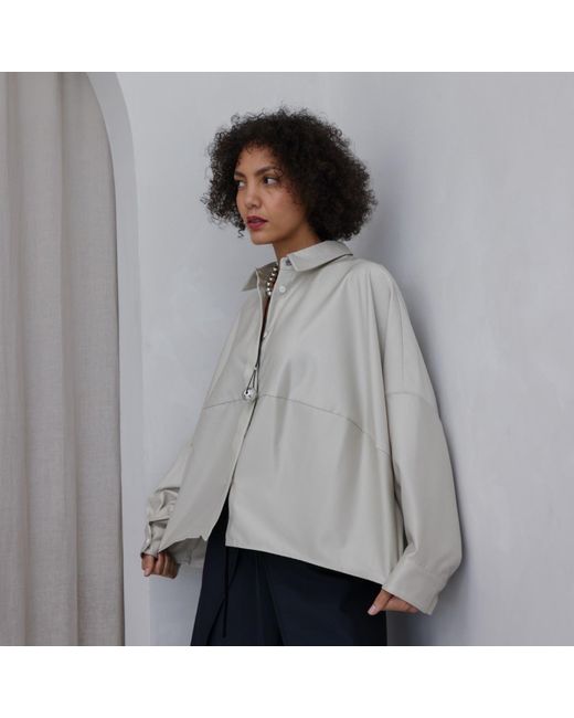 London Atelier Byproduct Gray Neutrals Bias Lantern Oversize Shirt