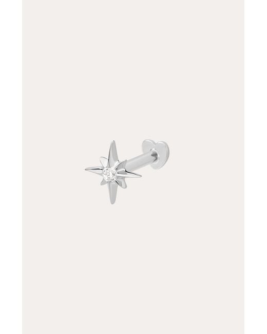 Vanhi White 14K Solid Lab-Grown Diamond North Star Flat Back Stud