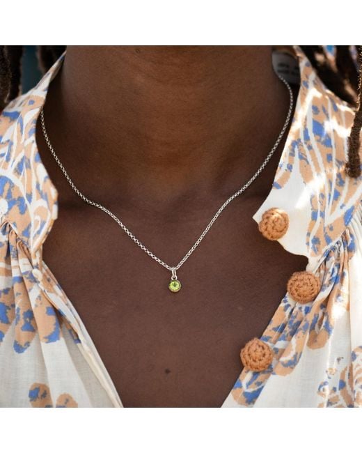 Lily Charmed Metallic Sterling August Birthstone Charm Necklace