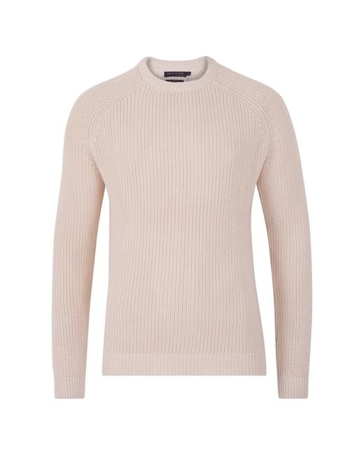Paul James Knitwear Pink Neutrals Heavyweight Cotton Clark Fisherman Rib Knit Jumper for men
