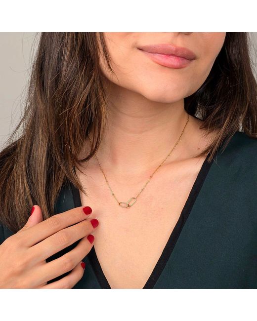 Harfi Metallic Interlocking Paperclip Infinity Plated Necklace